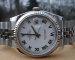 Rolex Datejust Roman Markers Stainless Steel Band with White Face Copy Watch